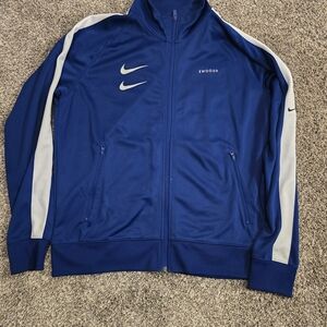 Nike Men's Blue and White Track Jacket